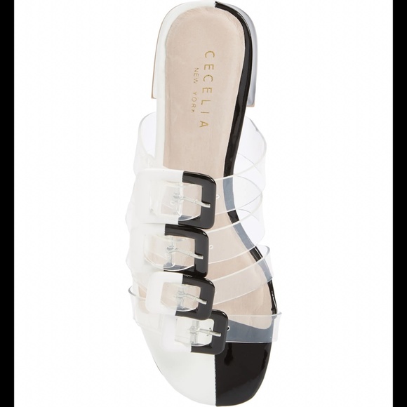CECELIA Lincoln Strappy Clear Slide Sandals Mules - Picture 5 of 13
